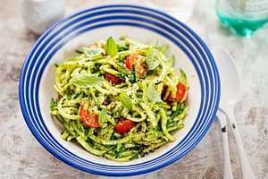 Zucchini Noodles with Basil-Pumpkin Seed Pesto